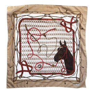Vintage  70s scarf Norma Dori Equestrian horse, harness 30 X 30
